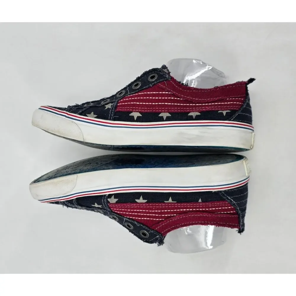 Blowfish Malibu Play Sneaker‎ Women 7 Americana Stars Stripes Slip On Distressed